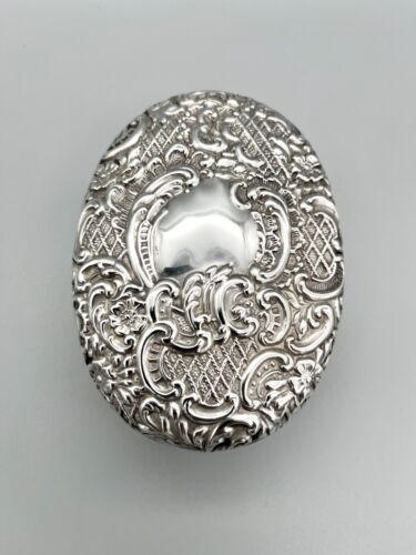 EDWARDIAN CUT GLASS DRESSING TABLE POT w/ STERLING SILVER LID, H WILLIAMSON 1901 - Picture 3 of 6