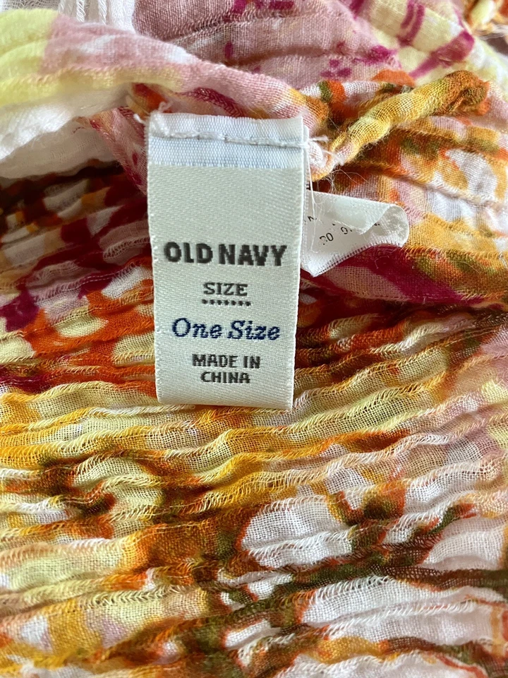 Bufanda ligera de algodón para mujer con estampado floral naranja rosa rojo azul marino antiguo Foto 4 de 4