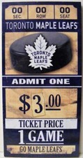 TORONTO MAPLE LEAFS NHL HOCKEY VINTAGE GAME TICKET WOOD SIGN NEW SEALED