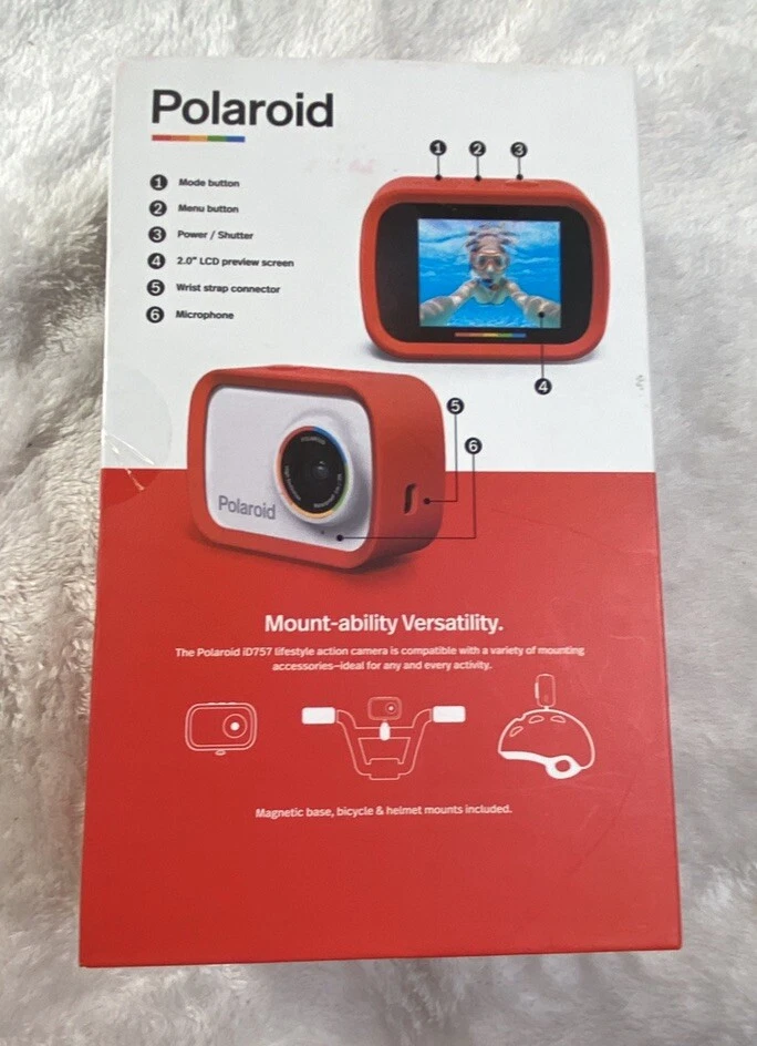 Polaroid iD757 Sport Action Waterproof Camcorder HD Video Camera - NEW OPEN - Image 2 of 4