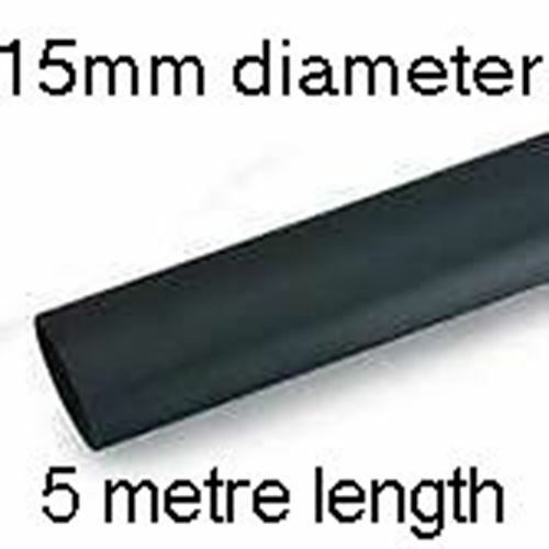 15mm Heatshrink Tubing - 5 metres - Black Electrical Cable Sleeving