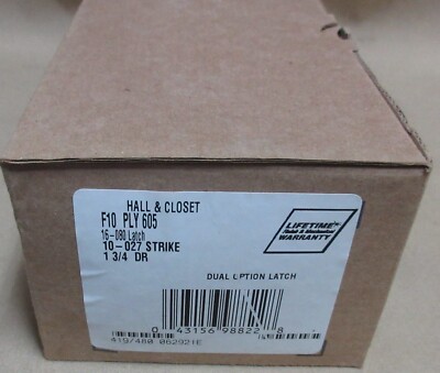 Schlage Allegion F10 PLY 605 Hall & Closet Brass Door Knob, Latch & Strike