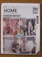 McCALL'S PATTERN - 8658 HOME DECORATING CURTAINS BATHROOM ESSENTIALS UNCUT