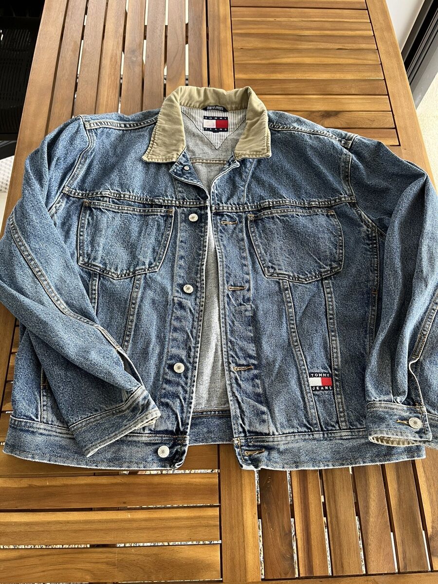 Tommy Hilfiger Jean Jacket Sz L Mens Button Down Red Blue Tommy Hilfiger Jean Jacket Sz L Mens Button Down Red Blue