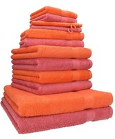 12Er Handtuch Set HandtüCher DuschtüCher Premium 100%Baumwolle Orange / Himbeere