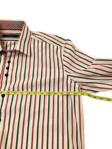 Coogi Classic Striped Button Up Shirt Flip Cuff Long Sleeve Mens Size XL - Picture 9 of 11