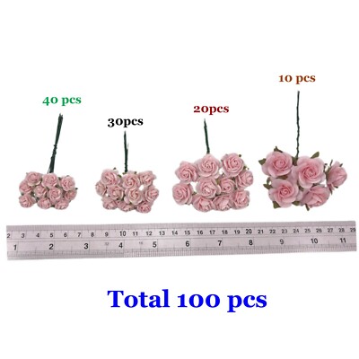 100 Mixed 4 Sizes Open Paper Flower Wedding Craft Scrapbook (TH-2SP2/3/6/8)