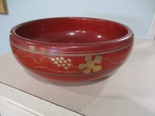 hand made hand painted 9 x 3.75'' wooden bowl 1pd 6oz