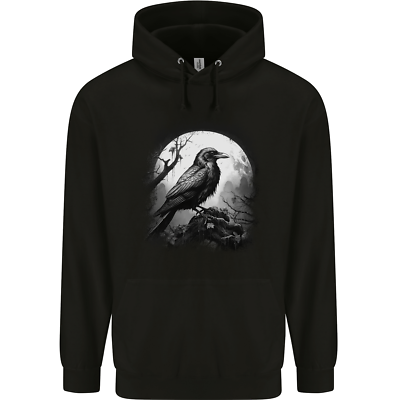 A Moonlit Raven Vikings Fantasy Mythology Crow Mens Cotton T-Shirt Tee Top