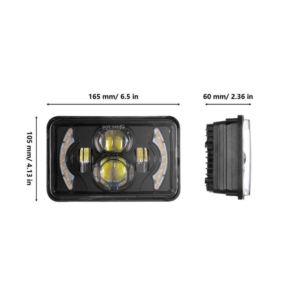 4PCS 4x6" LED Headlights Sealed Hi/Lo Beam w/DRL For Chevrolet Caprice 1977-1986 Foto 2 de 4