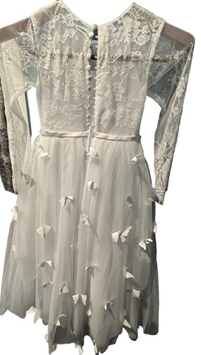 AboaWedding Flower Girl Dress Lace Long Sleeves Size 10 - Picture 4 of 6