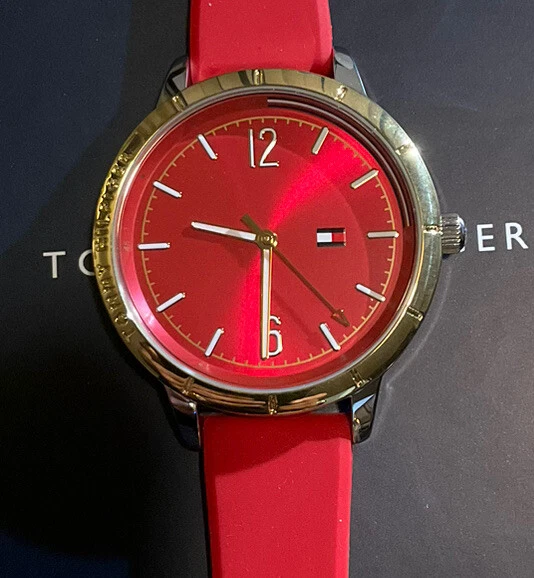 Hilfiger Essentials Red Face & eBay Silicone Watch | 38mm Sport Red Band Tommy