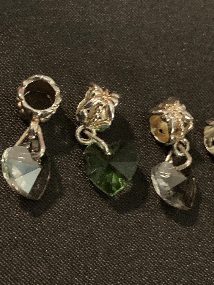 Brighton Crystal Heart Green/clear Dangle Bracelet Charm (4) Discontinued - Image 2 of 4