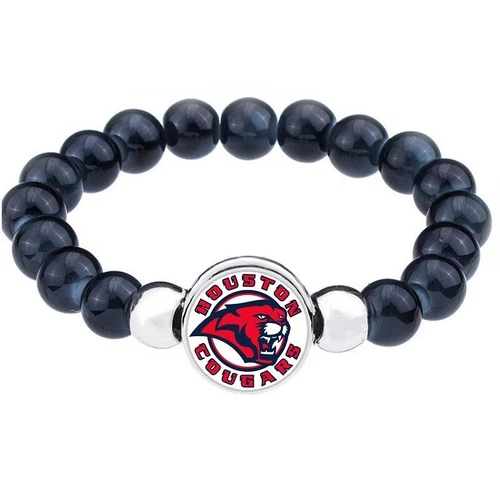 Special Houston Cougars Womens Mens Black Bead Chain Bracelet Gift D1 - Picture 1 of 6