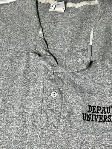 DePauw University Vintage Polo Kurzarm grau MV Sport Etikett Gr. Large - Bild 8 von 11