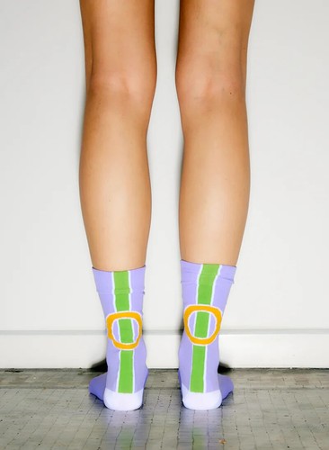 TIBI Alphabet Socks Purple "M" Initial Size M/L BNWT Designer RRP $75 Gift Idea