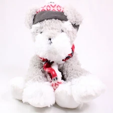 Hugfun Intl. Gray & White Soft Plush Dog With Fleece Scarf & Hat Stuffed Animal