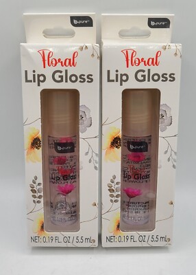 2pk NIOB B Pure Floral Lip Gloss, Pure Hydrating Lips, Makeup, Face