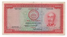 GUINEA PORTUGUESE PORTUGAL 1000 ESCUDOS 1964 PICK 43 LOOK SCANS