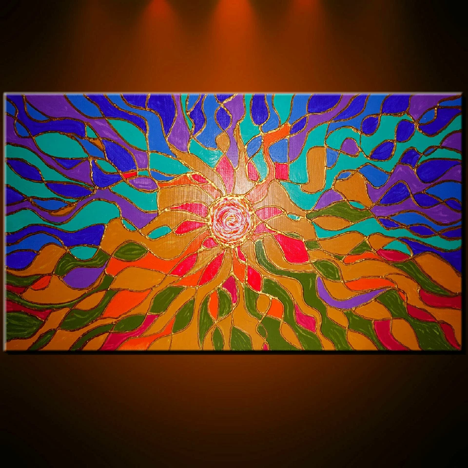 Pintura al óleo abstracta original con textura grande arte firmado xxx lienzo Foto 3 de 4