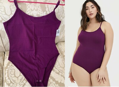 TORRID (2X 18-20) PLUM PURPLE SCOOP NECK FOXY CAMI BODYSUIT SNAPS BOTTOM CLOSURE