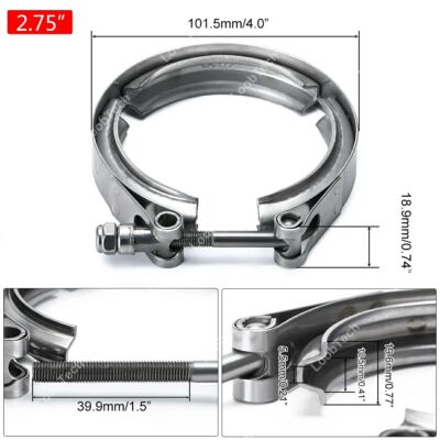 2.5 Inch Stainless Steel V-Band Flange & Clamp Kit - Turbo Exhaust Downpipe Connection