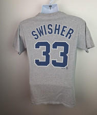 Official Majestic MLB New York Yankees #33 Nick Swisher Grey Tshirt Size Small 