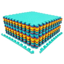 24 Tiles Interlocking Anti-slip EVA Foam 1/2" Puzzle Floor Exercise Mat Gym