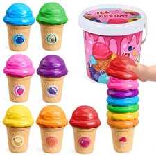 Ice Cream Toy Set for Toddlers 15, Color Sorting  Stacking Toys, Pretend Pla...