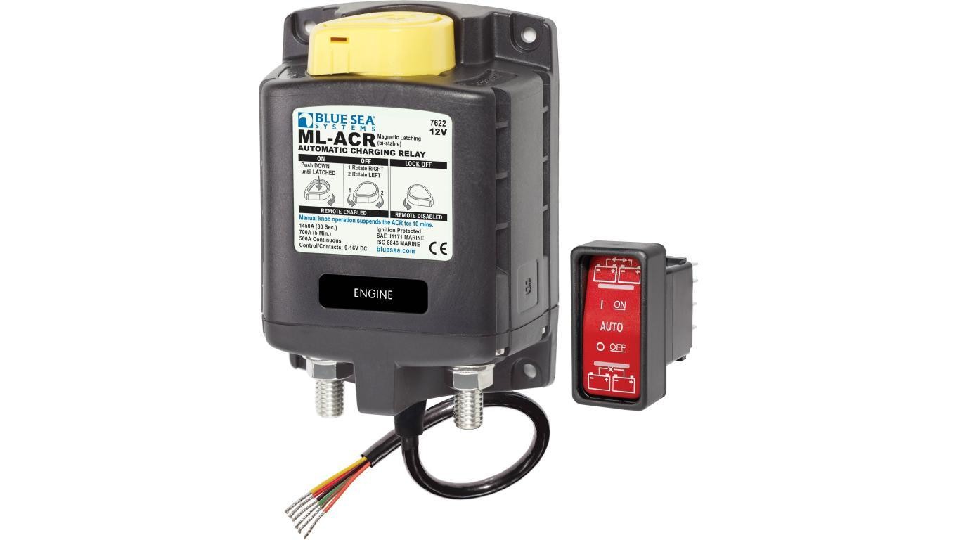 0632085076221 Blue Sea Systems Solenoid ML 500A 12V ACR With Manual Control Blue 98090₽