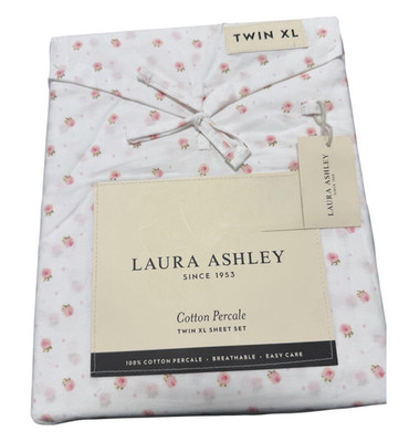 SWEET CONFECTION PINK Laura Ashley  Floral Twin XL Sheet Set ~ Dainty Roses 