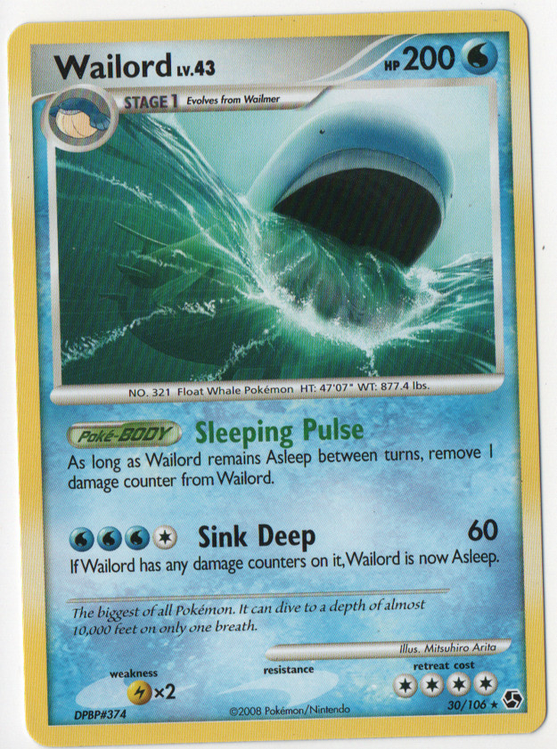 Wailord 30/106 Rare Great Encounters Pokemon Lightly Played