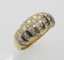 GOLD OVER 925 STERLING SILVER CUBIC ZIRCONIA DOME RING SIZE 8  5.1G