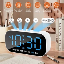 Reloj Despertador Pantalla LED grande Digital Doble Campana Para hogar Alarma