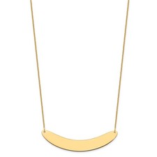 14k Yellow Gold Large Curved Blank Bar Necklace 18" 1.59gm