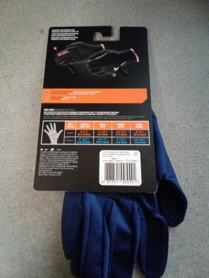 Nike Lightweight Rival 2.0 Run Gloves Women’s LG Blue/Royal Blue Brand New W/tag - Image 2 of 2