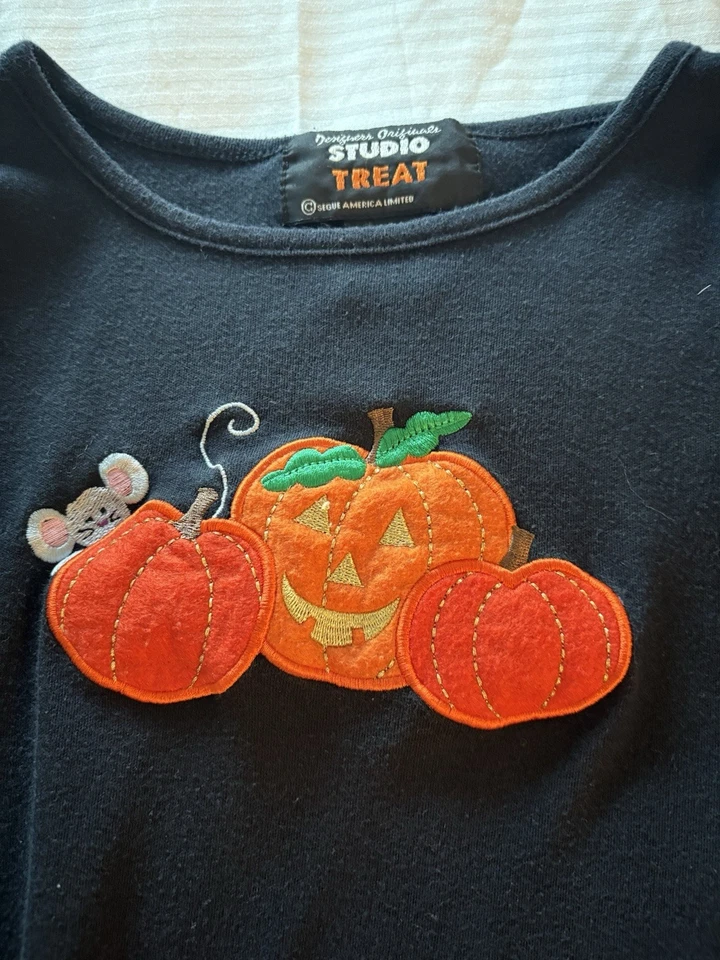 Camisa de Halloween Vintage Diseñadores Originales Studio Treat L Calabazas y Ratón Foto 2 de 4