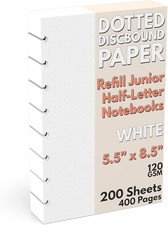 Discbound Half-Letter Size Extra Thick Dot Grid Paper Refill, 200 Sheets (400 Pa