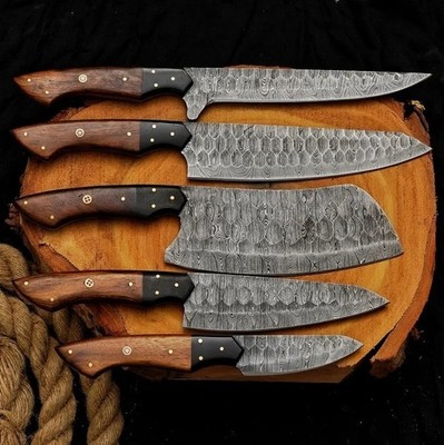 Handmade HAND FORGED DAMASCUS STEEL CHEF KNIFE Set Kitchen Knives Set
