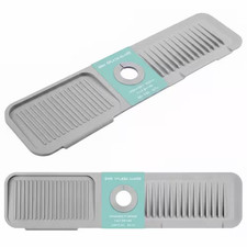 Silicone Sink Faucet Splash Guard 24 In. W Grey Slope Drainage Multi-Use Adjusta
