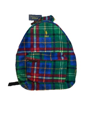 Polo Ralph Lauren Fleece Tartan Backpack Plaid Green Red Blue