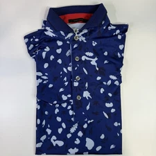 Greyson Golf Polo Mens Small Wolf Forest Polo Shirt Blue Greyson Polo New Defect