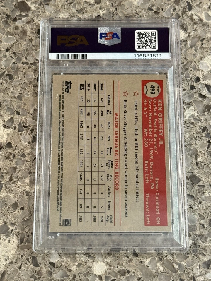 Ken Griffey Jr 2021 Topps Chrome Black & White Mini Diamond Refractor PSA 9 MINT - Image 2 of 2