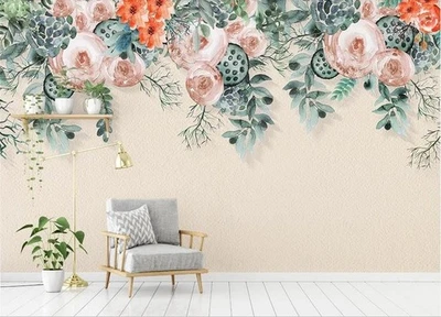 3D Flower Floral Watercolor Wall Murals Wallpaper Murals Wall Sticker 2 - Image 1 of 4