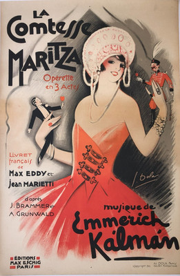 MARITZA 1930 French Art Deco Opera Poster Georges Dola Lithograph Linen-Backed