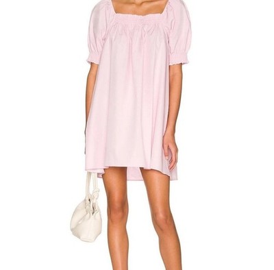 Show Me Your MuMu Annalynne Mini Dress Petal Pink Puff Sleeve Babydoll Sz Small