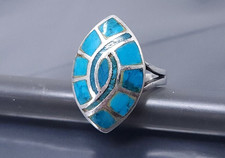 Vintage Zuni Sterling Silver Turquoise band Ring size 5