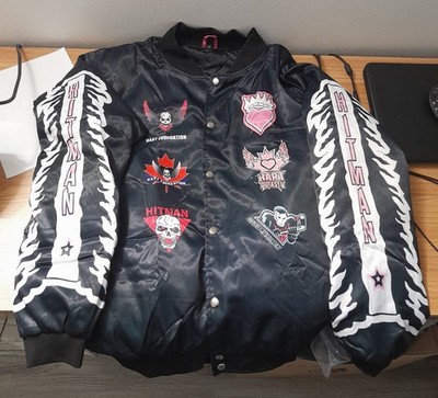 Hart Foundation Bret HitMan Hart Collage Varsity Jacket Black Size Small