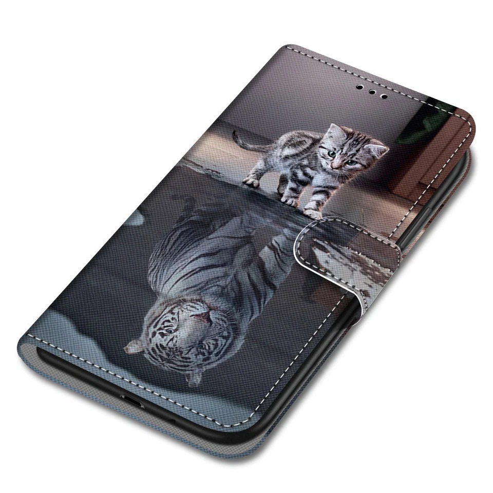 Funda de teléfono tipo billetera Cat Tiger para Google Pixel Honor Magic Huawei Nokia Sony 1S 3L Foto 3 de 4