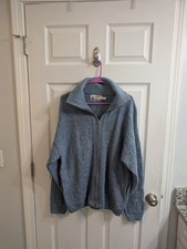 Vintage London Fog Cardigan Blue  Beige Zip Pockets Acrylic - Size L